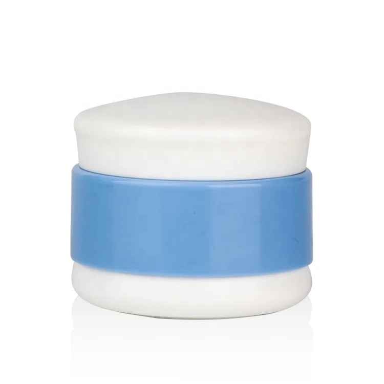 Double Wall Blue and Matte White 50g Wholesale Plastic Jars Hand Eye Body Cosmetic Containers Packaging for Lotions and Creams