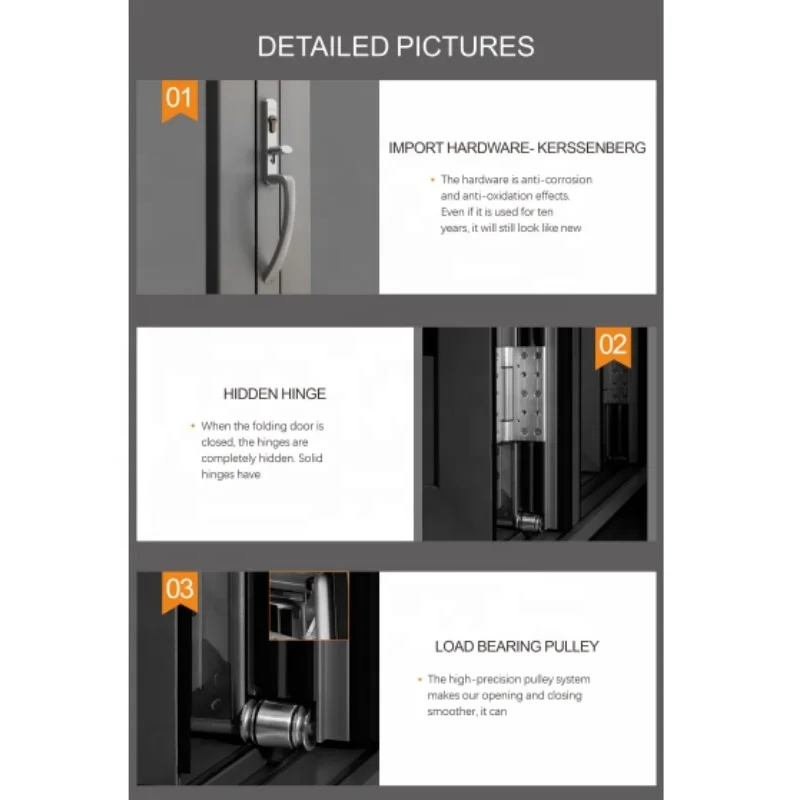 Hurricane Resistance Latest Design Narrow Panoramic Aluminum Folding Door Philippines