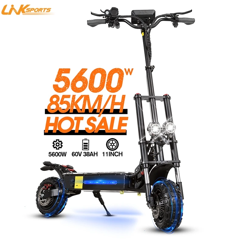 2024 Hot Selling  5600W  Foldable Dual Motor Electric Scooter 85km/h Off-road Tire 18AH Trotinette Electrique 60V For Adults