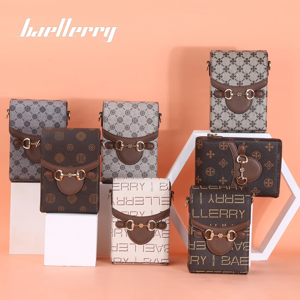 BAELLERRY mobile phone bag women Large-capacity horsebit mini diagonal female bag Vintage pattern wallet