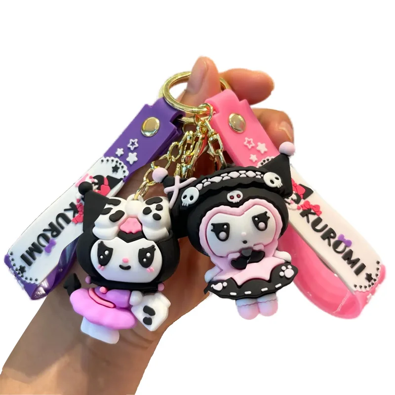 Милый Kuromi Melody Kawaii мультфильм лягушка пудинг собака Пингвин женский брелок пластиковый пакет кулон оптом
