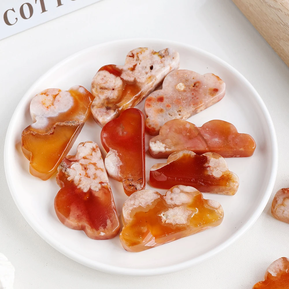Factory best-selling natural crystal red agate carving pieces, red agate cloud furniture decoration ornaments