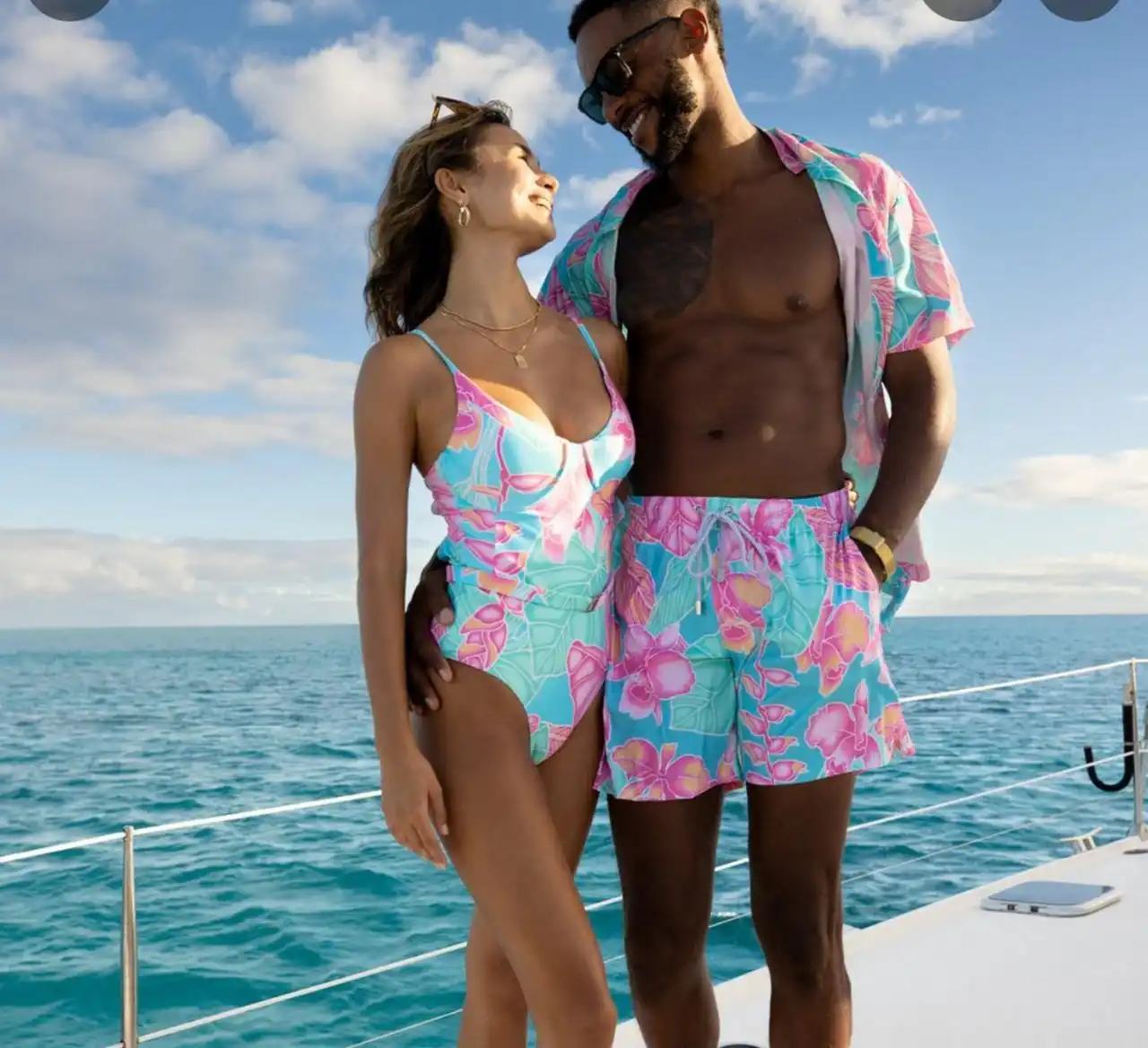 Long Sleeve Custom Couple Swimsuit Sets Floral Swimming Costume Bikini Swimwear Women 2022 Sublimation Printing Bikini Support
