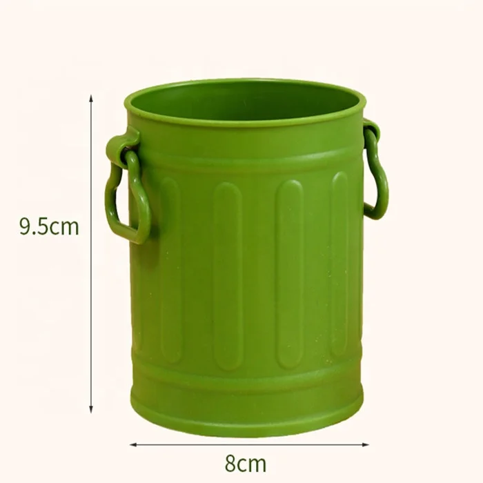 Retro Makeup Brush Container Desktop Trash Can Desk Office Stationery Shelf Holder Cute Student Pen Storage Boxes with handles