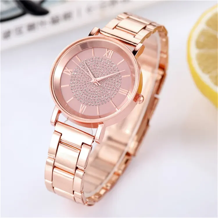 2023 diamond watch full alloy material female perfect quartz japan movement gold mens watch