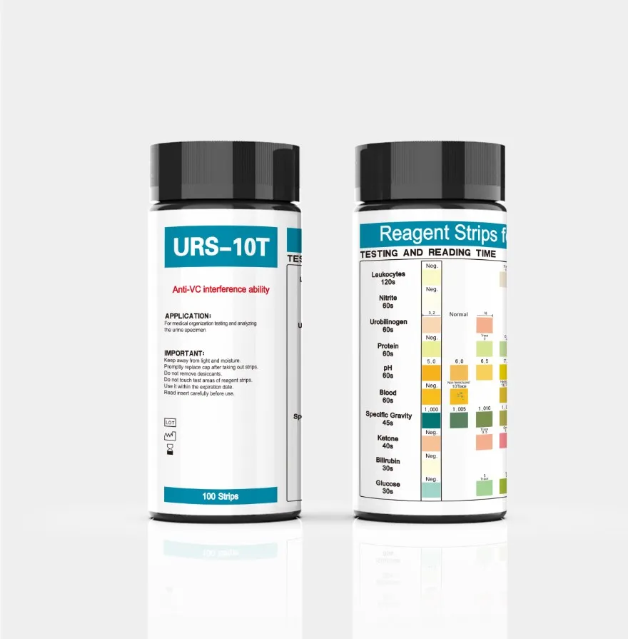 URS-10T 10 Parameter Urinalysis Test Strips , Urine Test Strips Test Glucose, Ketone, pH, Protein, Blood, SG