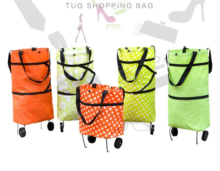 Новая рекламная портативная складная сумка для супермаркета, Тяговая тележка, тележка, сумка для покупок с колесами