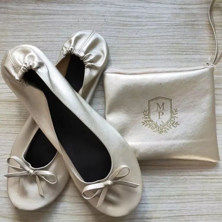 2018 Nice comfortable large size folding ballet flat for wedding