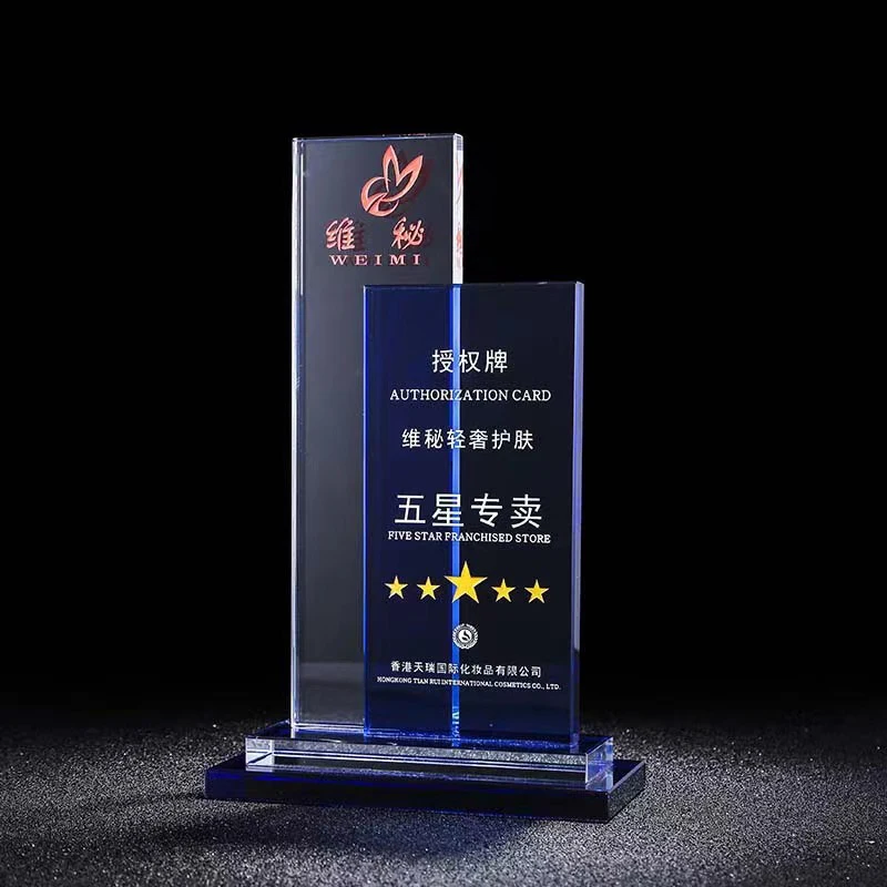 Factory Coustomizable Blank Color Sublimation Printing Crystal Glass Trophy Award Medals For Souvenir
