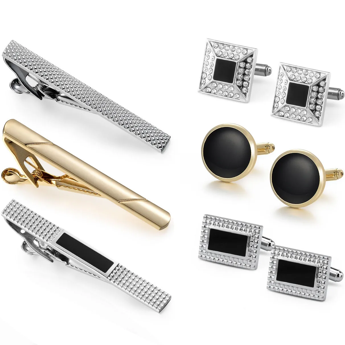 Fashion jewelry joyas high quality designer tie pin cuff links cufflinks & tie clips set for men luxury
