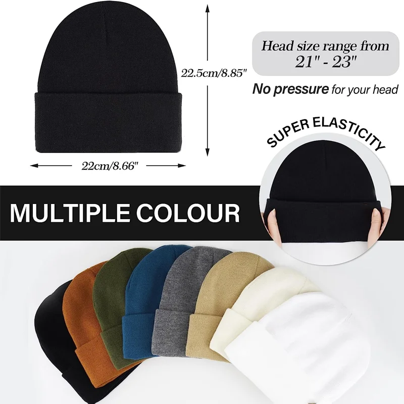 Satin Lined Beanie Hats with Simple Knit Hats Are Available Daily Autumn and Winter Optional Plush Unisex Adults Multicolor 90g
