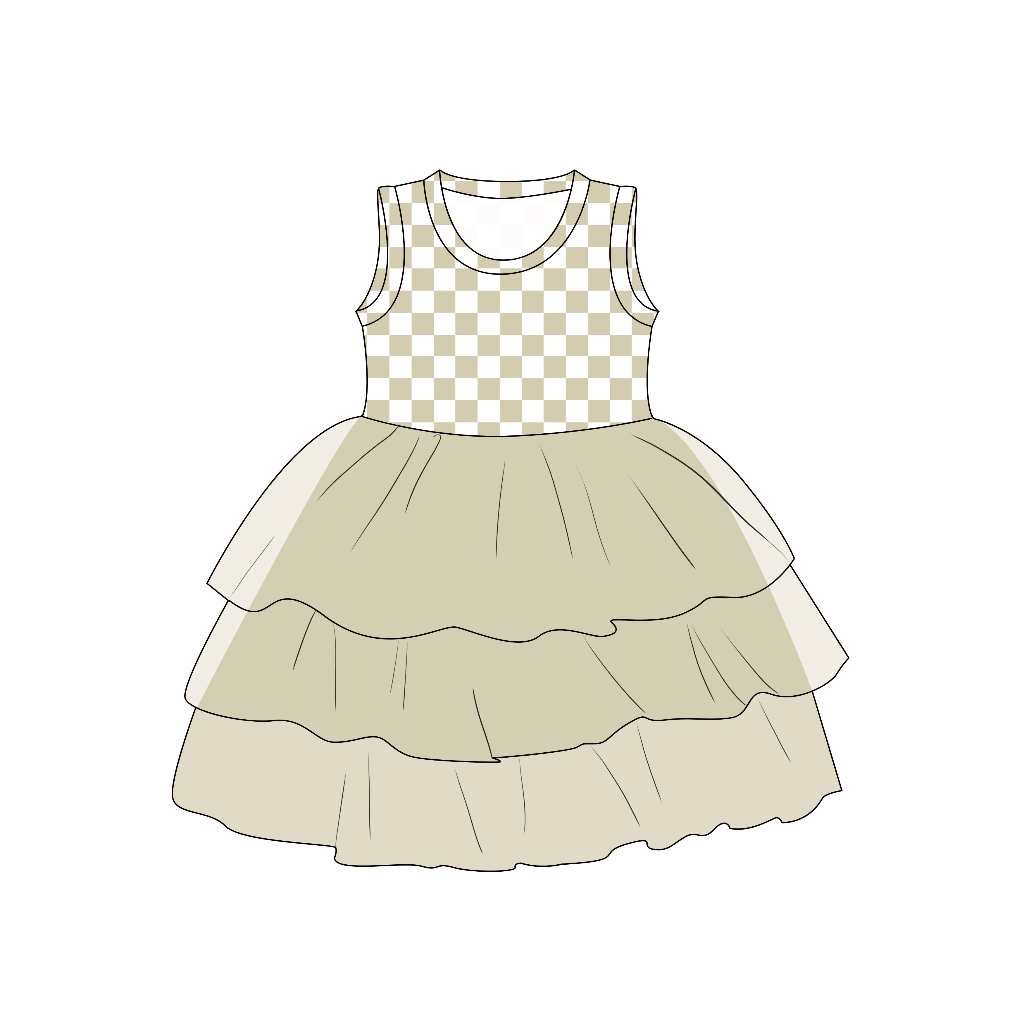 Cute Baby Girl Bamboo Viscose Dresses Plaid Dress Kids Custom Printed 3 layers Tulle Tutu Dress