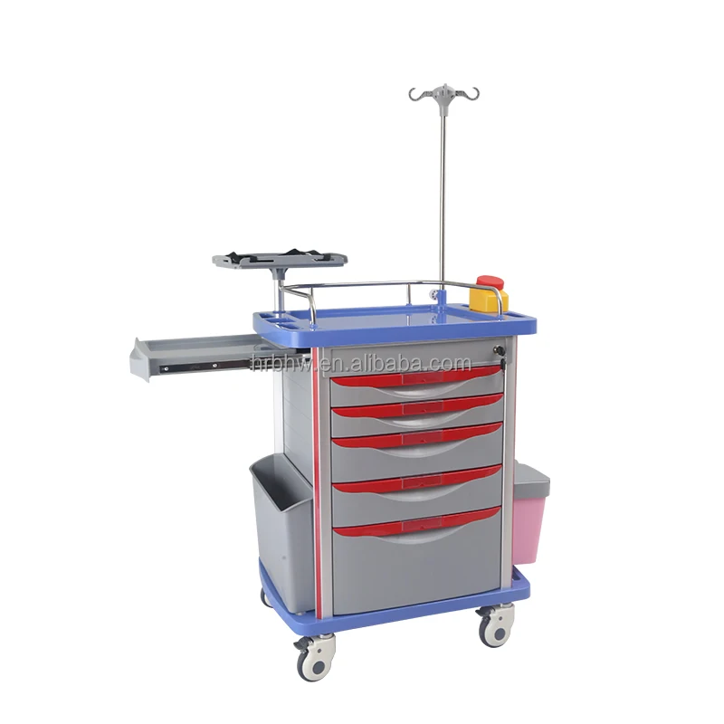 High Quality ABS Emergency Trolley Hospital ICU Room Medical Nursing Crash Cart