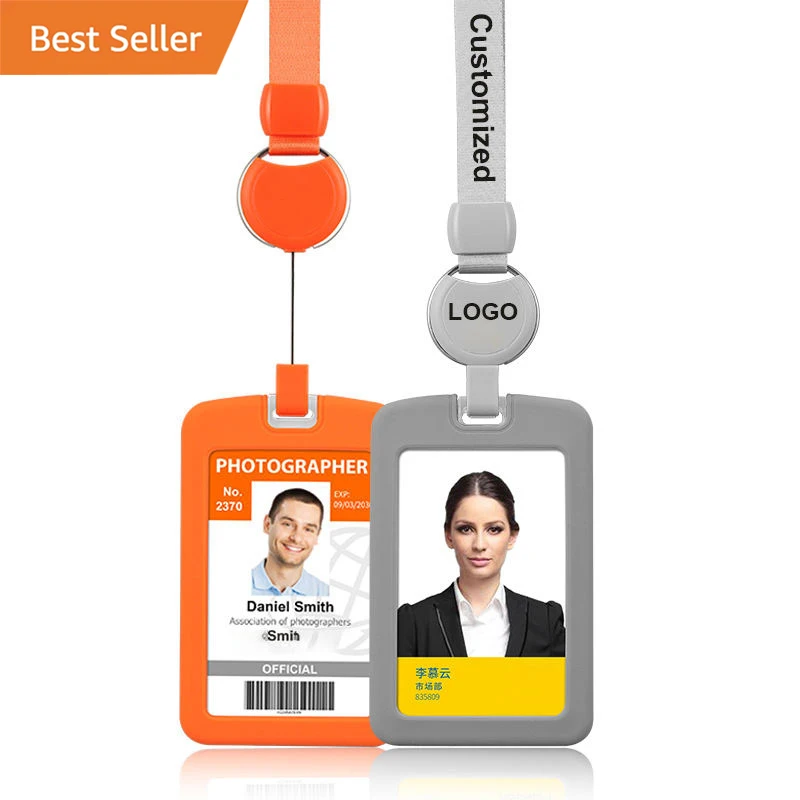 Wholesale Easy to pull buckle work card telescopic buckle hospital school staff card sleeve brand UV printing pattern