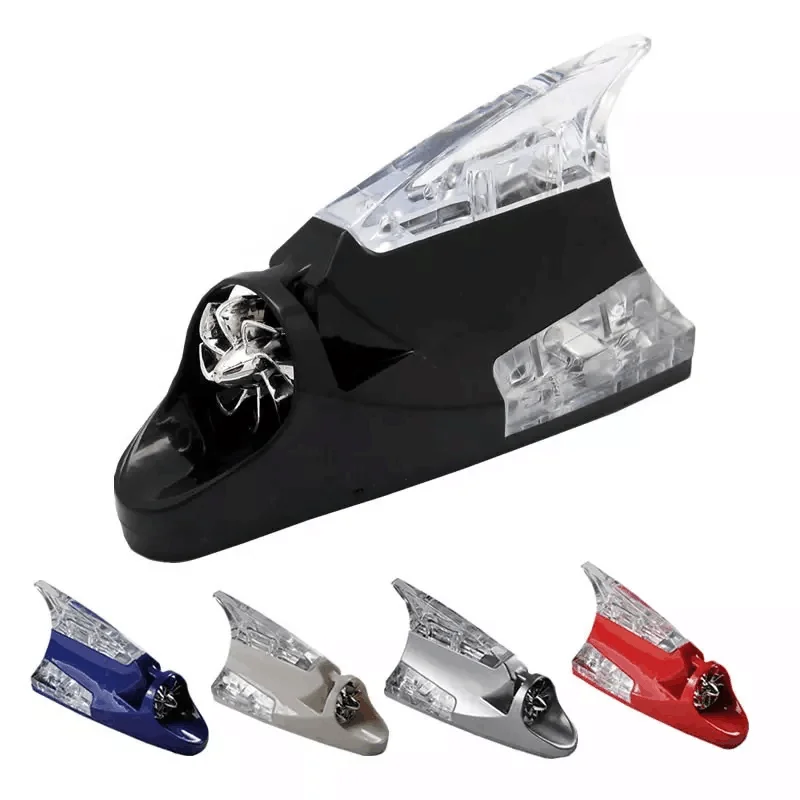 Auto Styling Wind Power Shark Fin Shaped LED Warning Flashing Light Lamp Car Antenna Decorative