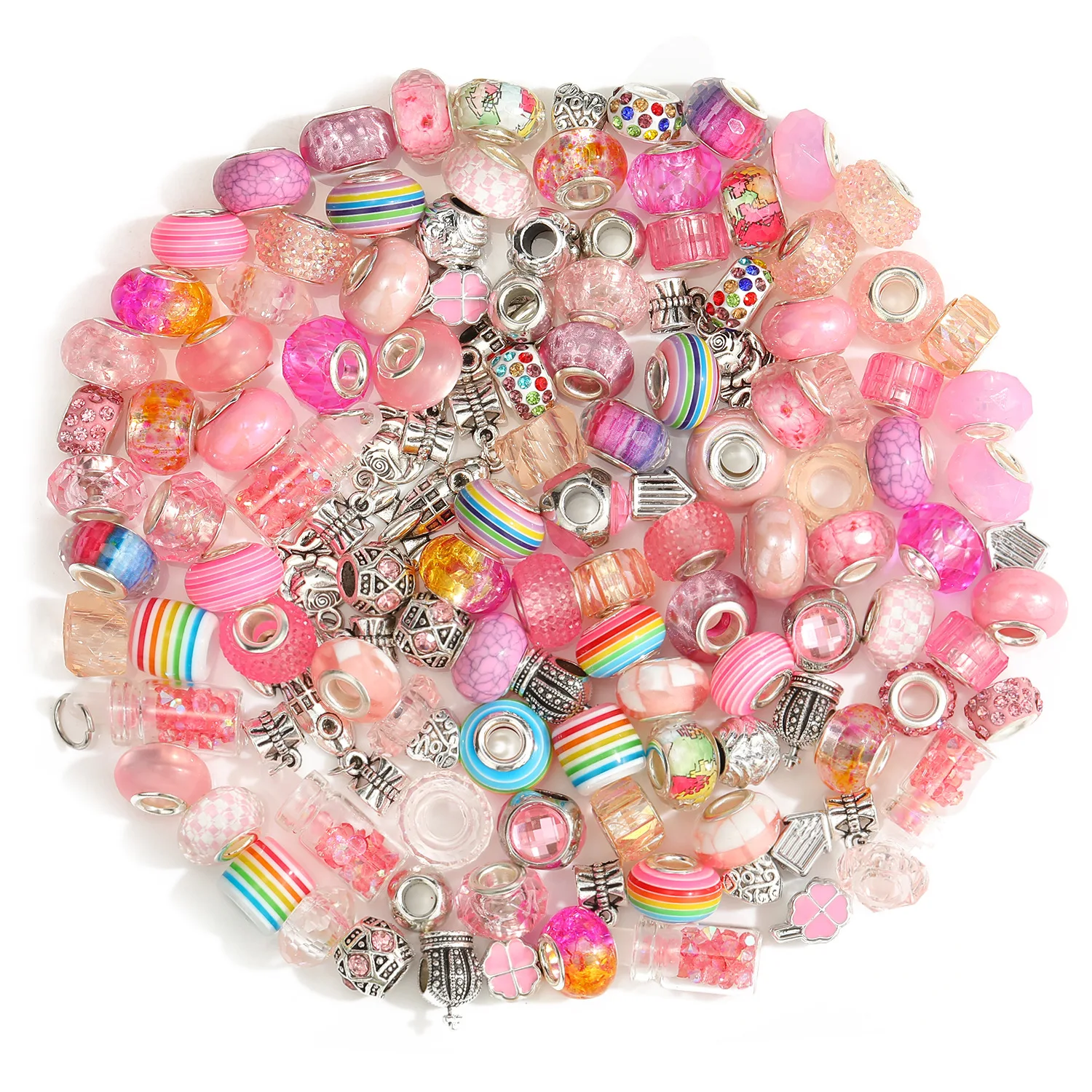 160PCS Acrylic Beads Bracelet Set with Diamond Loose Spacer Crystal Beads for Jewelry Making DIY Jewelry Craft kits Heishi Beads
