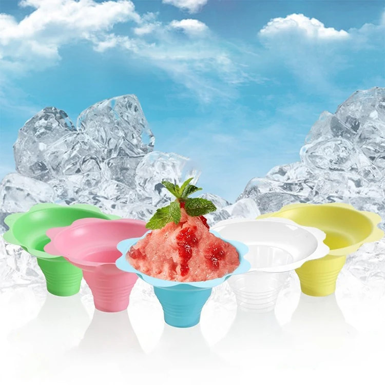 Summer Hot Selling Disposable 4oz 8oz 12oz clear colourful PET Shaved Ice Flower Cups with lids