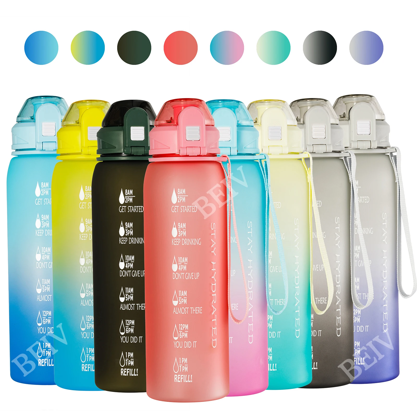Customized Reusable Eco Friendly Sport Gym Cute Bicycle Transparent Tritan Water Bottle With Time Marker