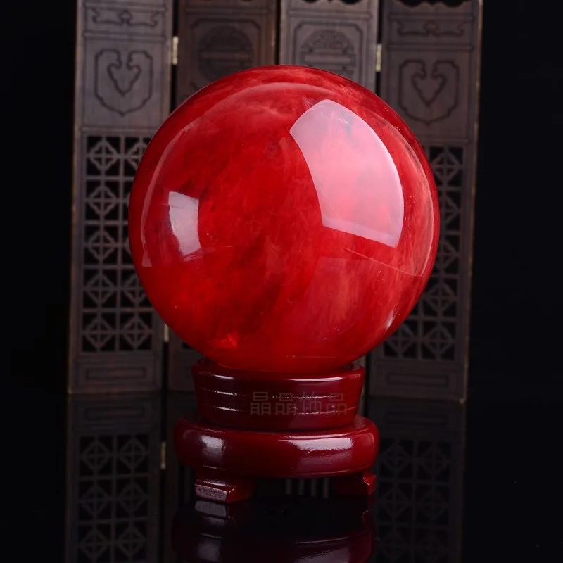 Wholesale Red Smelting Stone Fused Quartz Crystal Sphere