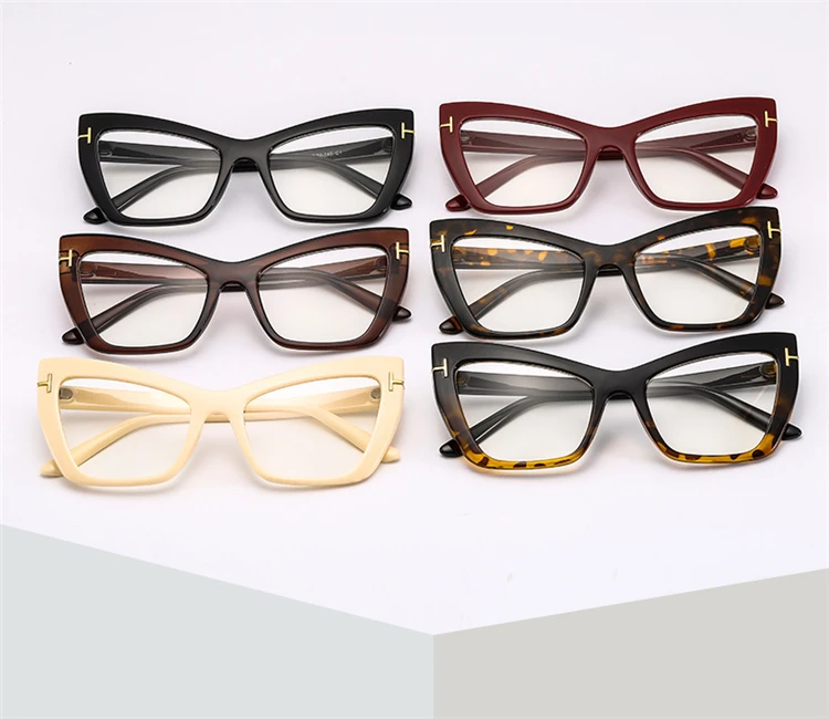  China Wholesale Latest Model Funky Eyewear 2021 Optical Eyeglasses Frames Spects Spring Hinge Women Large Cateye Glasses