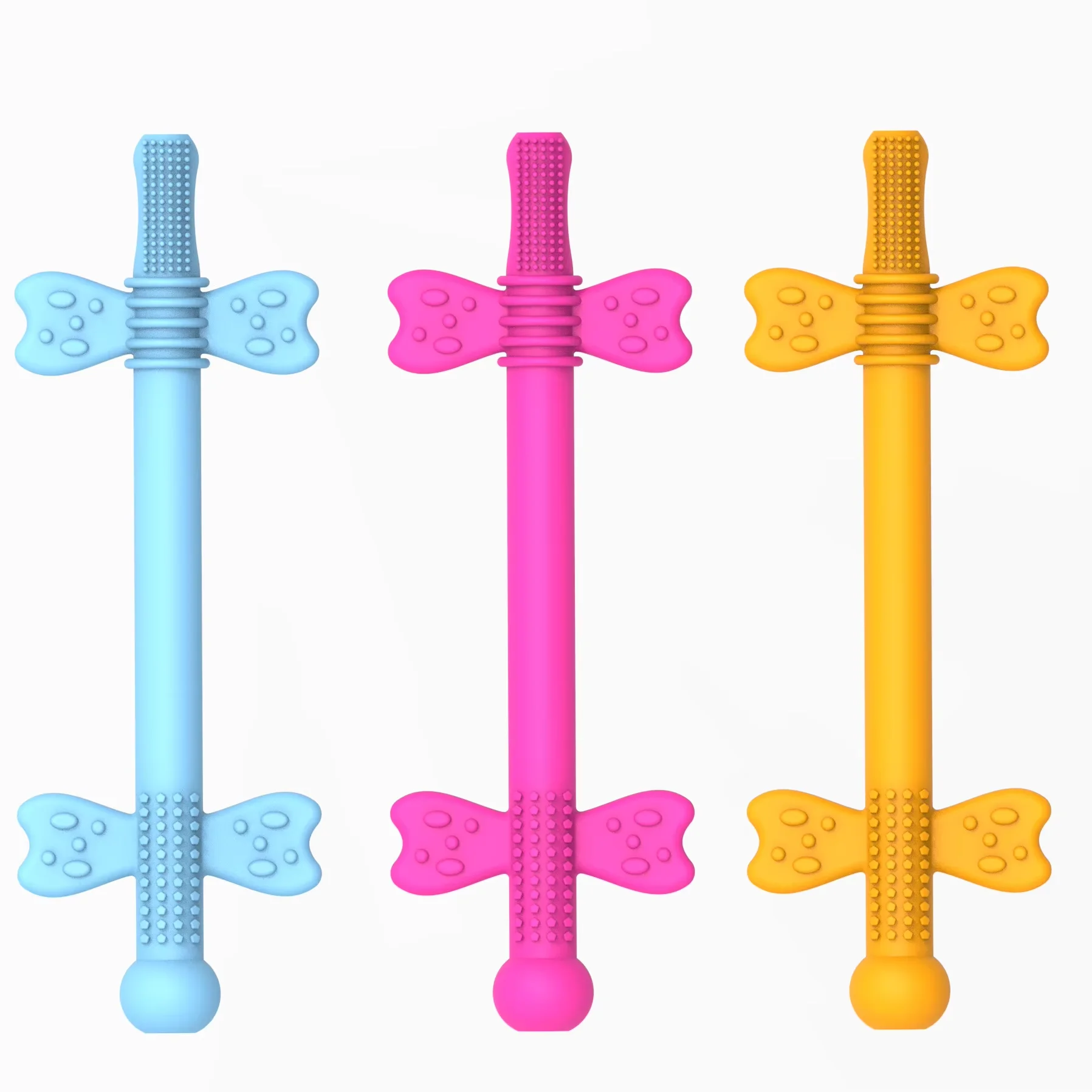 2025 полые Прорезыватели для зубов соломенная игрушка малышей улучшенные силиконовые трубки прорезывания игрушки с защитным щитом