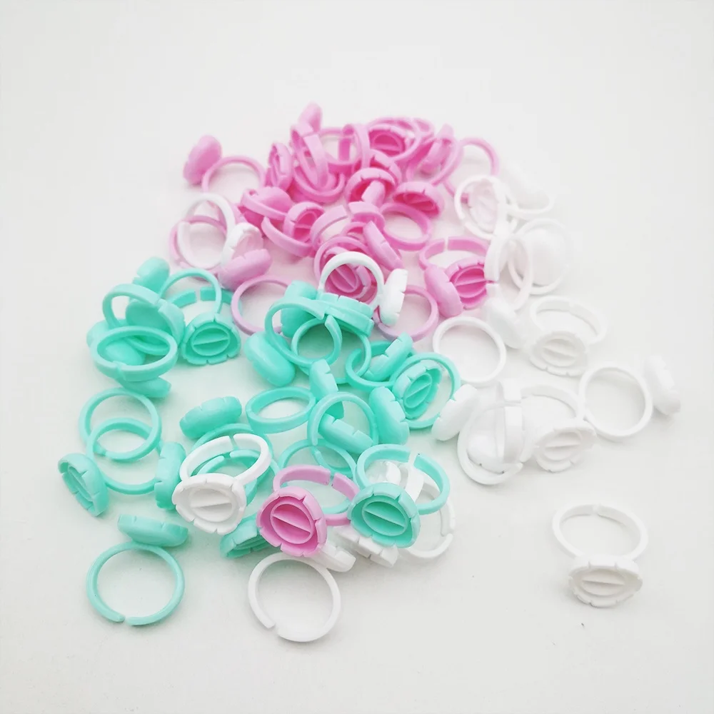 Meecil Wholesale Cheap Plastic Glue Ring Various Size and Styles Lash Glue Ring Custom Package Glue Ring for Eyelash Extension