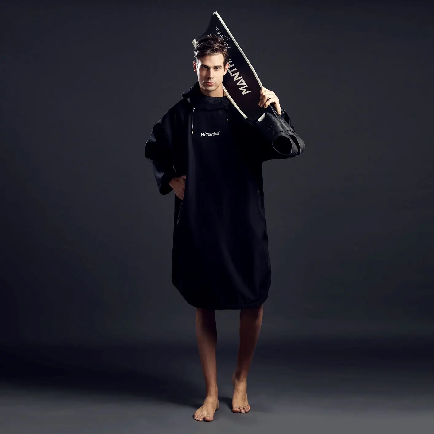 
Теплое и ветрозащитное пляжное полотенце-пончо Hiturbo, водоотталкивающий Быстросохнущий халат для плавания и дайвинга 