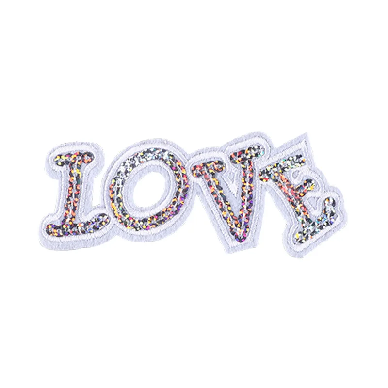 Clothing accessories sequins embroidered butterfly cloth, white transparent cloth patch, butterfly letter cloth label