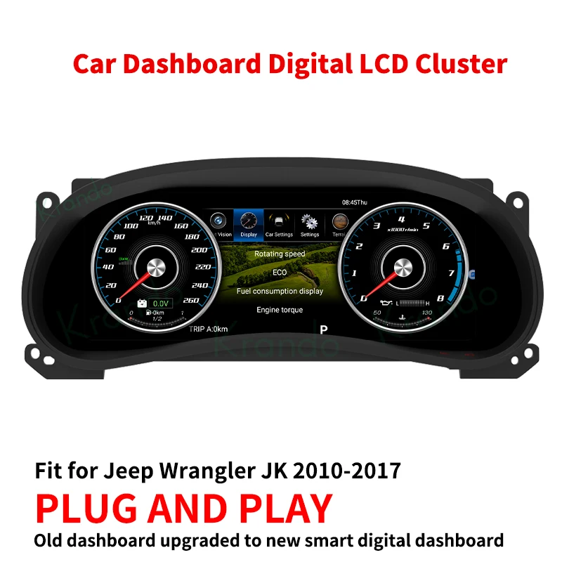Krando 22 inch Digital Cluster LCD Dashboard Panel dual screen For Jeep Wrangler JL 2018-2022 android car radio multimedia