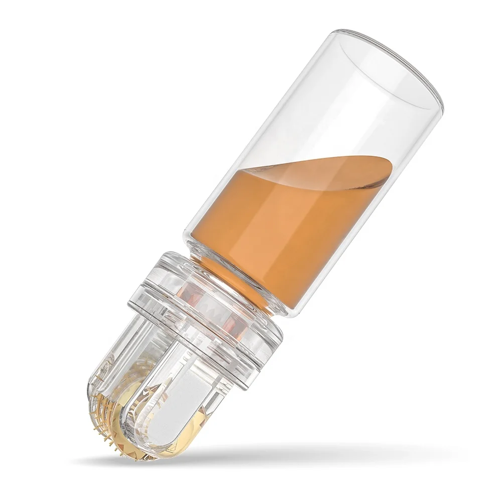 Derma rolling skin care device 0.25 0.5 1.0 titanium tips Hydra roller 64 microneedle dermaroller with 10 mL serums bottle