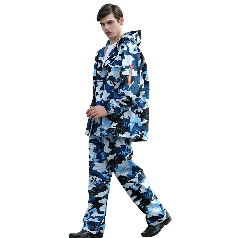 skin-friendly custom unisex polyester raincoat suit waterproof high quality  long Camouflage raincoat