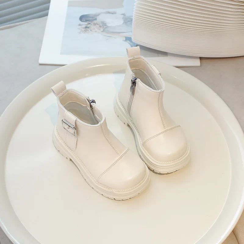 Children white boots baby girls trendy CHELSEA boots shoes 2024 autumn new hot selling soft sole fashion ankle boots kids