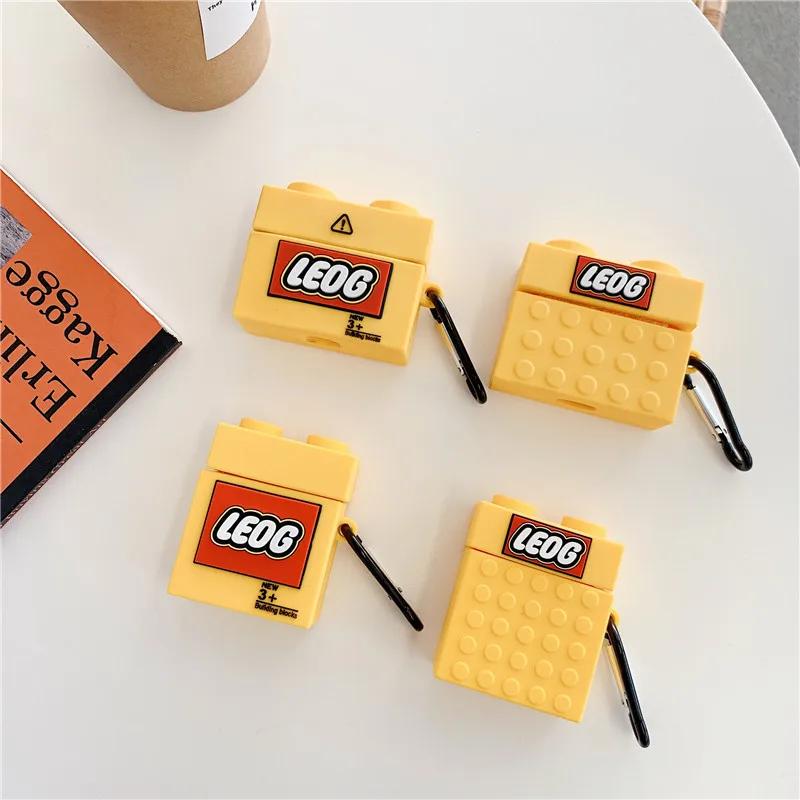 
New 2021 3D Cartoon Building Blocks Style Silicone Case for Airpod 1 2 Earphone Cover for Airpods Pro Case 