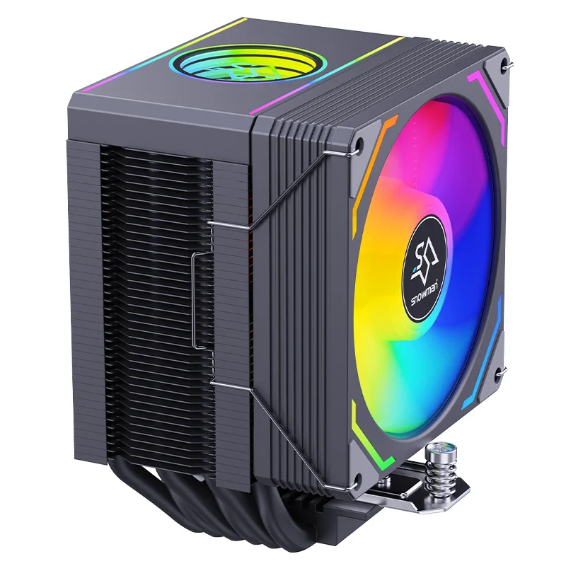 SNOWMAN 2024 Quiet 6 Heat Pipe TDP 180W CPU Coolers PWM 4Pin 5V 3Pin ARGB Single Tower Cooling Fan CPU Heat Sink- Black