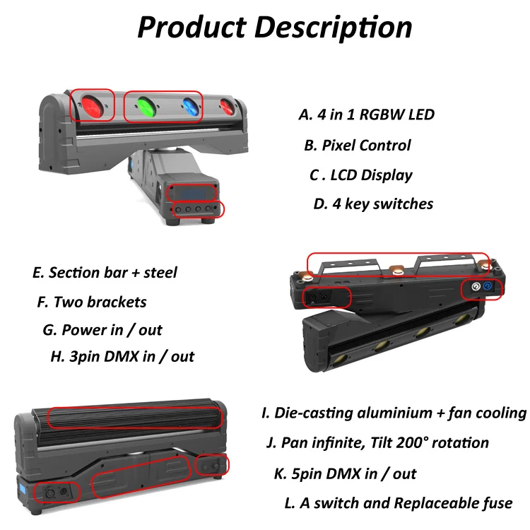 LED DMX 4 eyes Moving head stage Mini 4 x10W RGBW led bar wash disco club dj lighting light