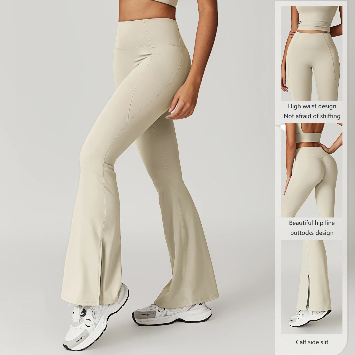 Quick-drying casual flared pants for women to wear as outerwear, high waist wide leg hip lift yoga pants for fitness and sports