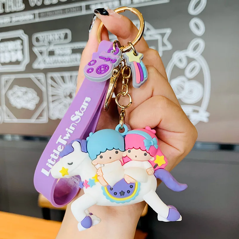 Cute Kuromi Melody Hello Kitty Keychain Kawaii Cartoon Hello Kitty Big Eared Dog Penguin Women Bag Pendant Key Chain