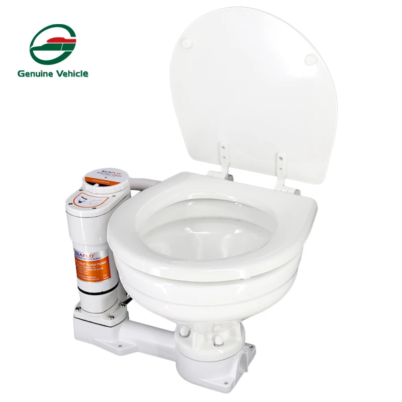 Genuine Vehicle rv 12V self priming electric manual closestool Large caliber caravan flush toilet