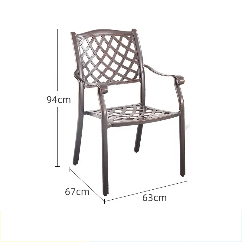 Hot Sale Luxury Design Outdoor Courtyard Terrace Cafe Cast Aluminum Garden Chairs With Arms
