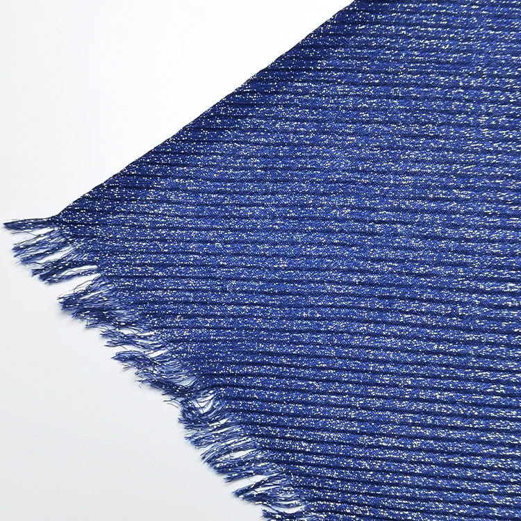 wholesale custom lady premium shimmery knit headscarf shiny crinkle hijab veil tassels shawls golden turbans women design 2024