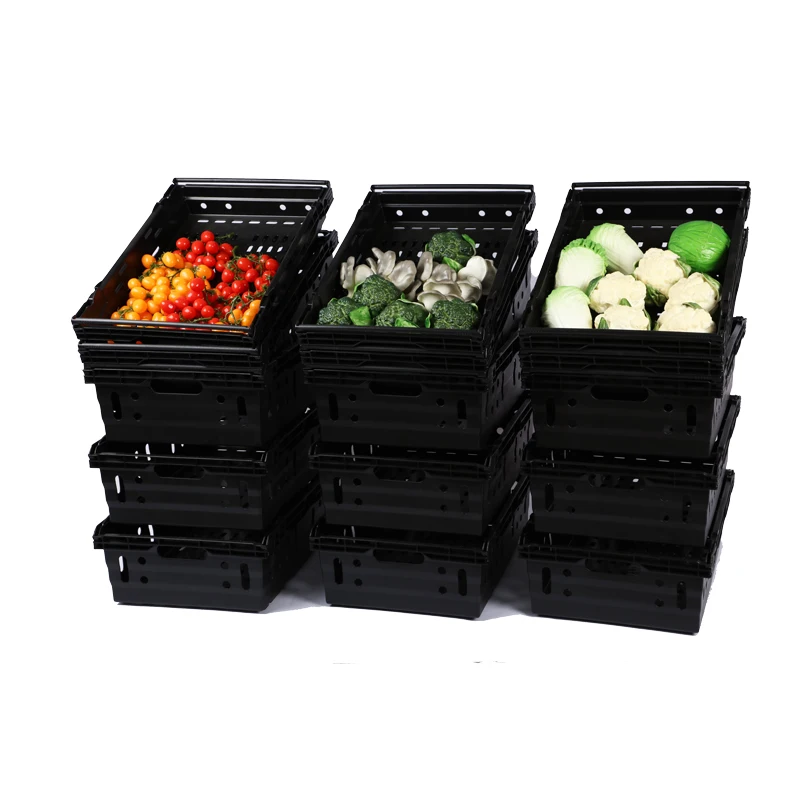 Manufacturer sales heavy duty Crate vegetable and fruit storage Basket Stackable Plastic mesh Crate