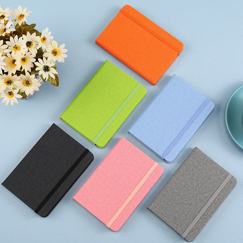 A6 notebook Portable pocket linen grain hardcover notebook bandage Student Stationery School Office Supplies Pu leather notebook