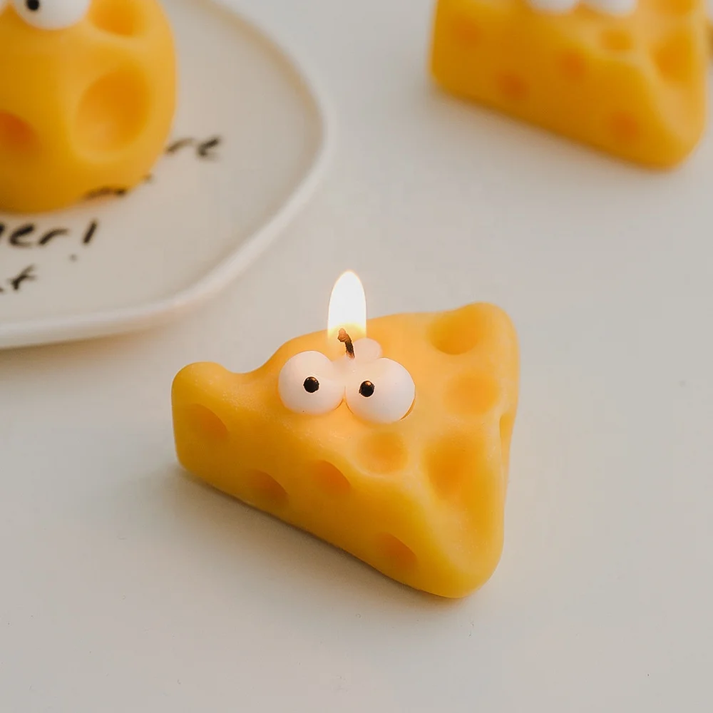 Funny Cheese Shape Candle Soy Wax Cheese Aroma Scented Candles for Birthday Gifts Wholesale Candle Gift