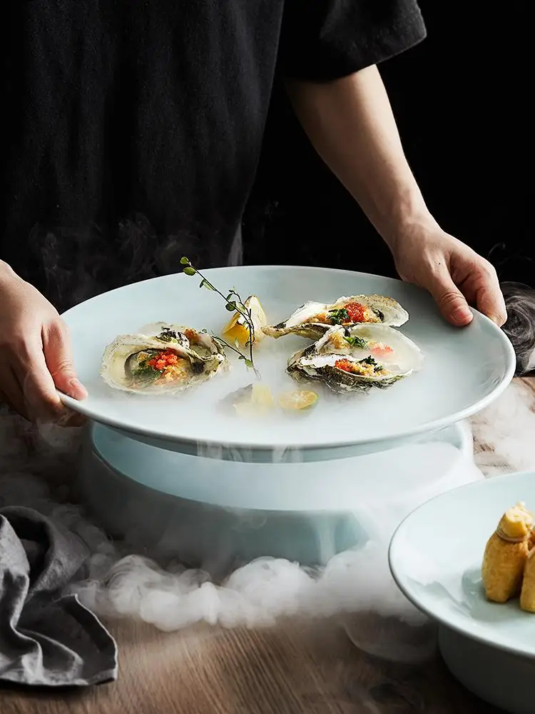 
Hotel Clubhouse Tableware Blue Round Plate Dry ice tray 12/128 