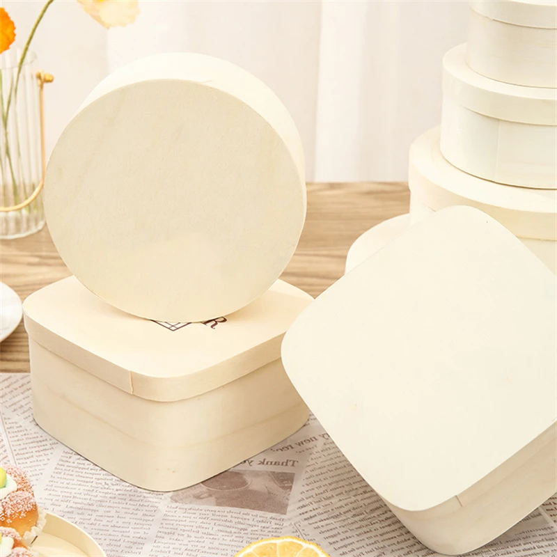 Biodegradable Wooden Round Takeaway Packaging Food Containers Cake Veneer Cheese Grazing Charcuterie Boards Christmas Gift Box