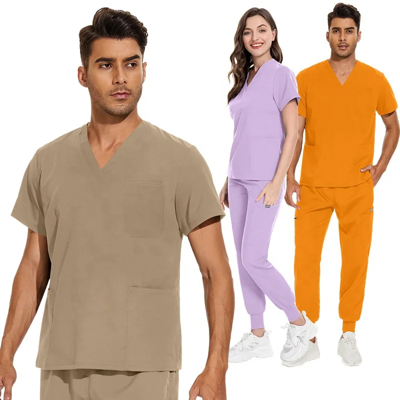Unisex Women Men Custom Logo Scrub Suits nurse scrubs suits medical hospital uniform sets top jogger pants scrubs uniforms sets