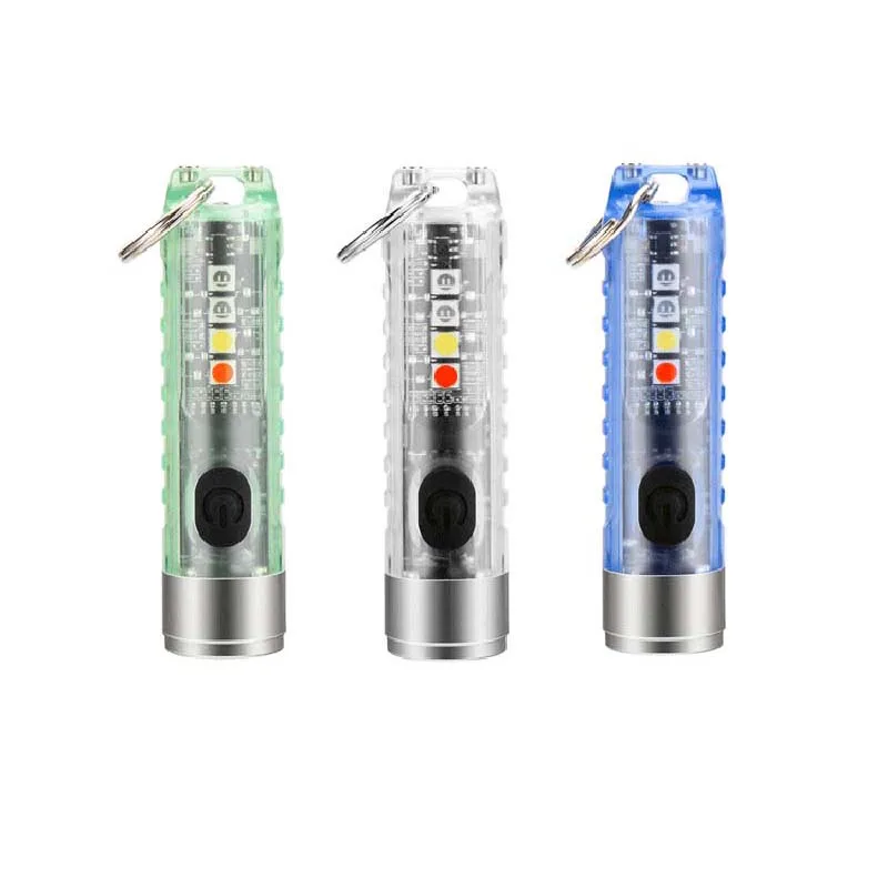S11 Multifunction Mini USB Charging LED Keychain Flashlight Banknote Detector Warning Light