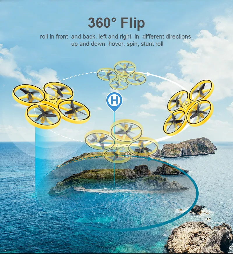 Wholesale ZF04 Gesture remote Control Mini Drone LED Light show with Smart Watch RC Quadcopter Aircraft Hand Sensor Drone