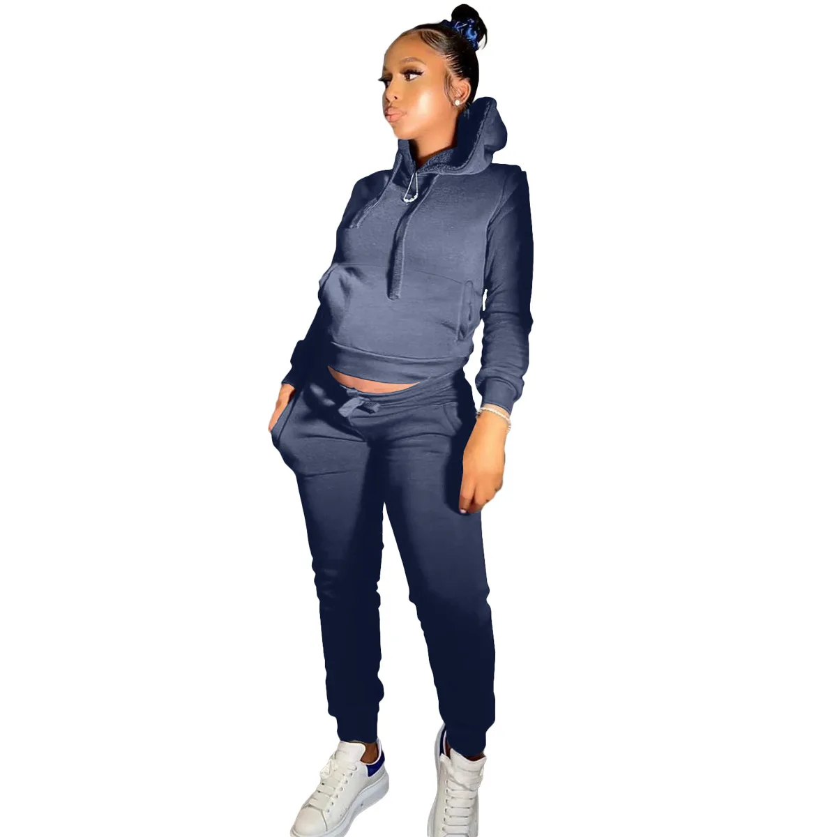 Wholesale Women Jogger Suit Long Sleeve 2 Piece Outfit Hoodie Plus Fleece For Women