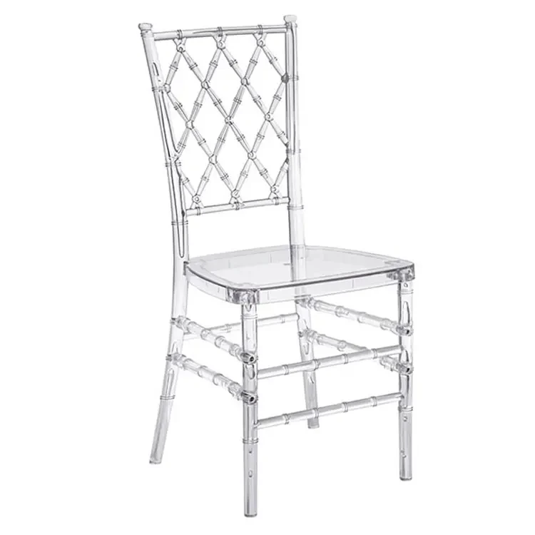 Hot Sale Clear Transparent Resin Chiavari Chair Clear Plastic Acrylic Phoenix Napoleon Wedding Chair with Wholesale Price